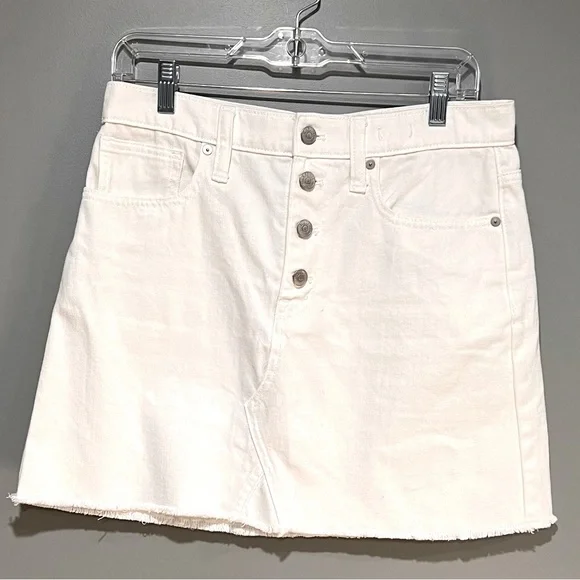 Madewell-White denim A-line mini skirt, 28/6 - Picture 1 of 6